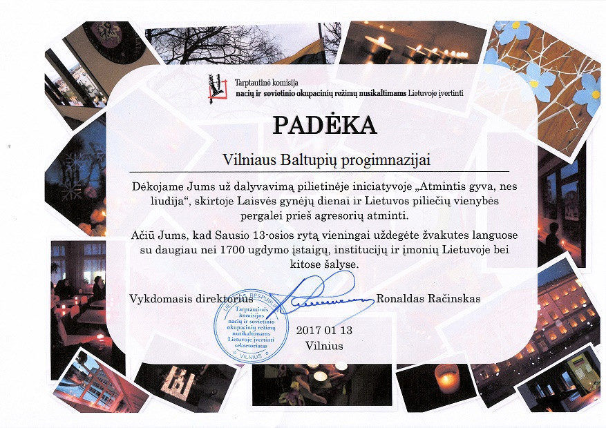 Padeka Atmintis gyva nes liudija 2017