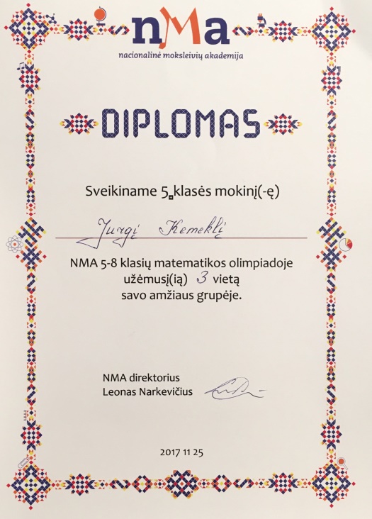 J. Kemeklis NMA 3 vieta 2017