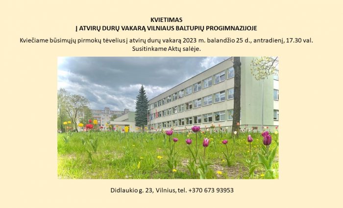 2023 Kvietimas į atvirų durų vakarą